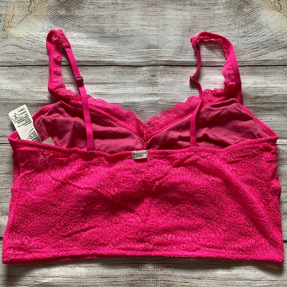 Abercrombie & Fitch x Gilly Hicks Crochet Lace Bralette NWOT Women’s Large Pink - Picture 2 of 6